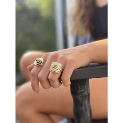 Domed Adjustable Brass Ring - Image 6