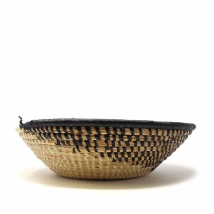 Woven Sisal Fruit Basket, Spiral Pattern in Natural/Black - Image 4