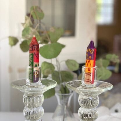 Hand-Painted 4" Dinner or Shabbat Candles, Set of 4  (Indabuko Design) - Image 6