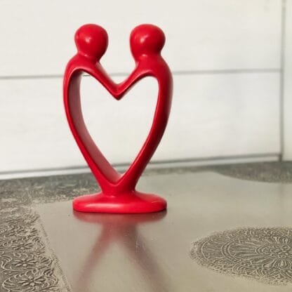 Handcrafted Soapstone Lover's Heart Sculpture in Red - Smolart - Image 4