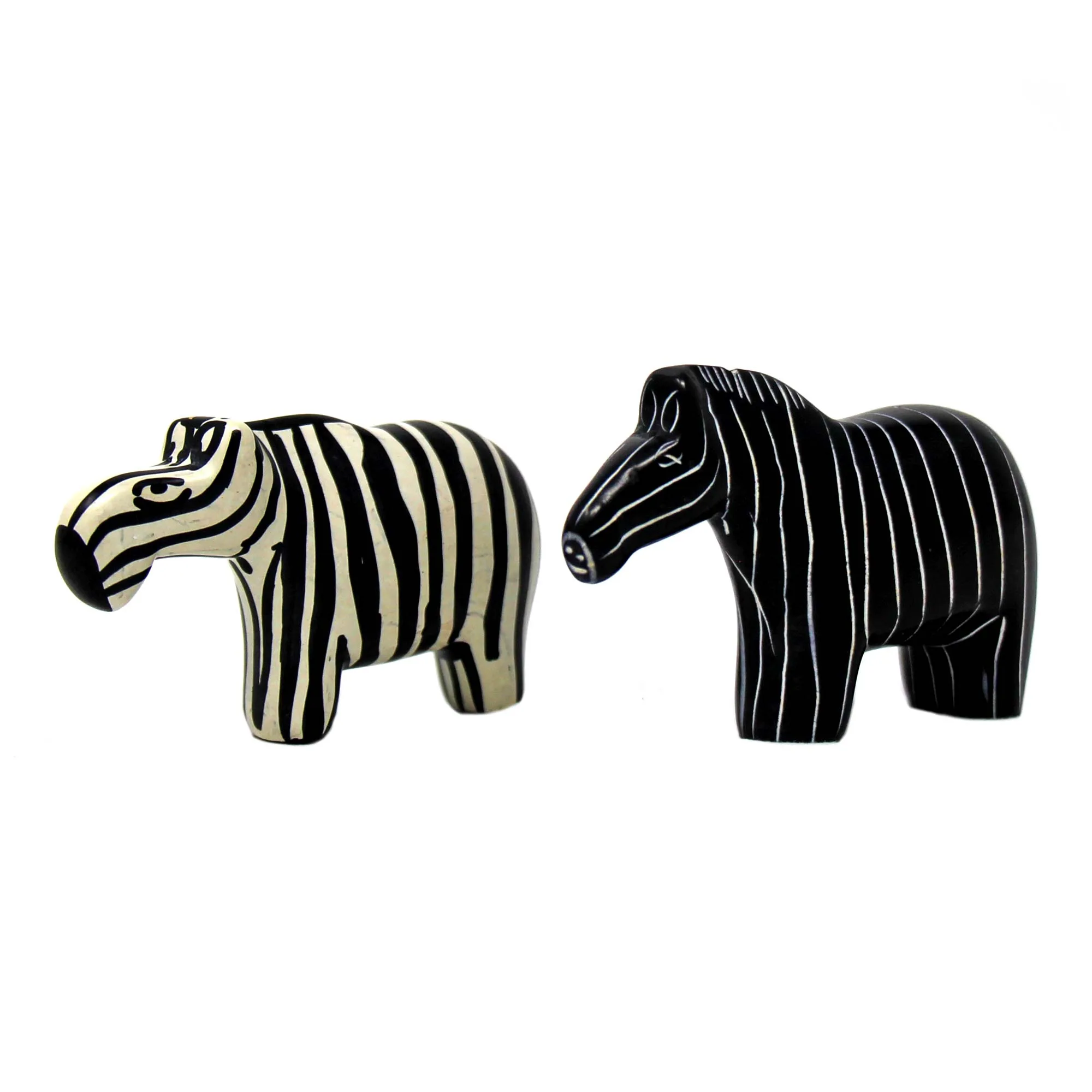 Zebra Soapstone Sculptures, Set of 2 - Image 8