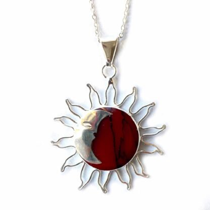 Sun and Moon Red Jasper Pendant with Chain - Image 10