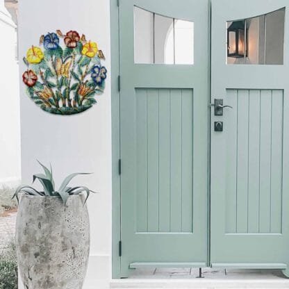 Painted Flower Garden Metal Wall Art - Croix des Bouquets - Image 3