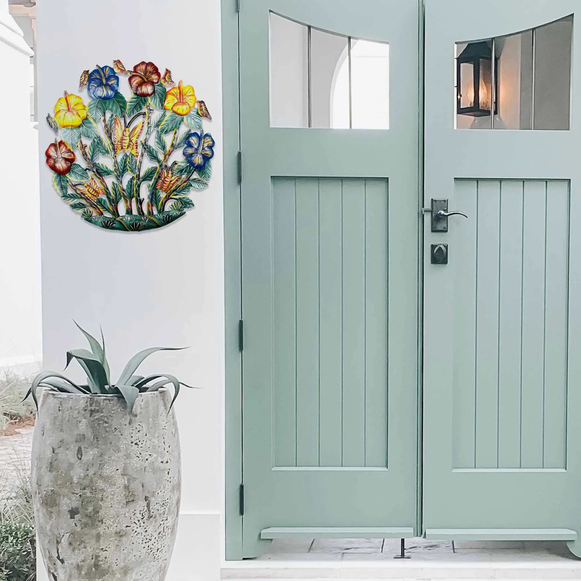Painted Flower Garden Metal Wall Art - Croix des Bouquets - Image 3