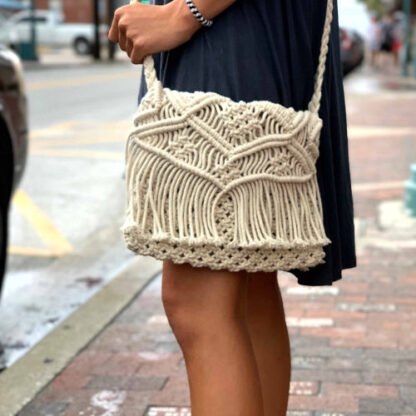 Macrame Shoulder Bag, Cream - Image 6