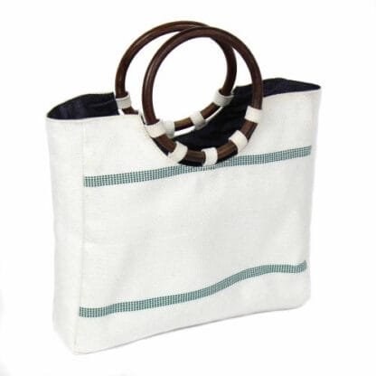 Firehose Wood Handled White Bag - Image 2