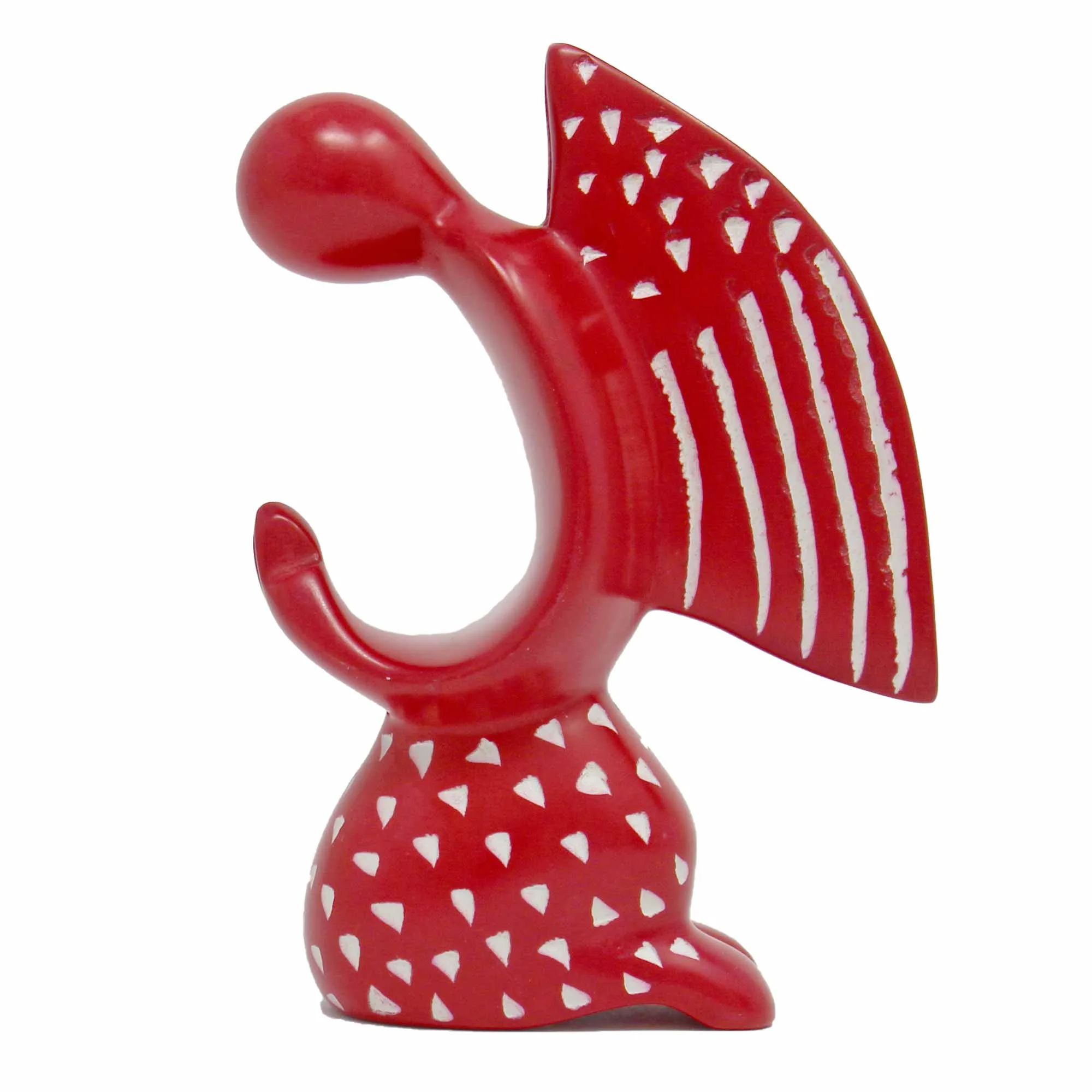 Praying Angel Soapstone Sculpture - Red Finish - Image 2
