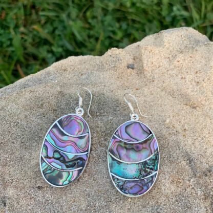 Banded Abalone Oval Earrings - Image 5