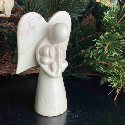 Angel Soapstone Sculpture Holding Dog - Image 9