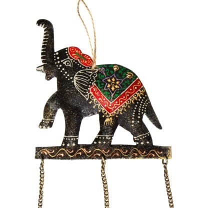 Embossed Elephant Chime, Hand-painted Recycled Iron - Image 2