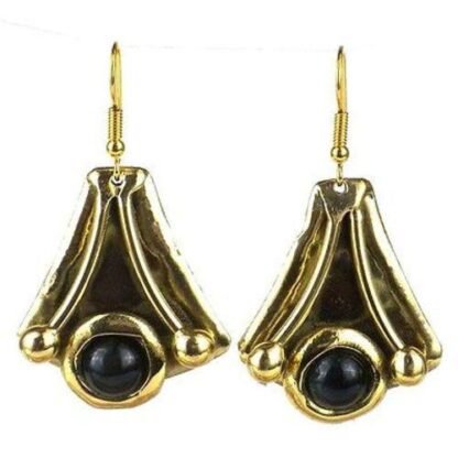 Reborn Blue Tiger Eye Brass Earrings - Brass Images (E)