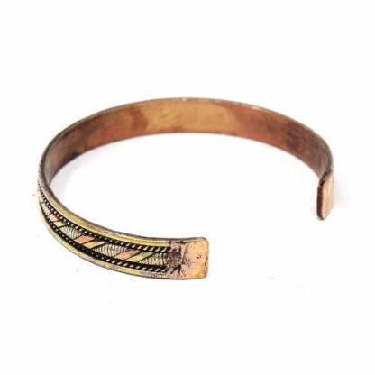 Copper and Brass Cuff Bracelet: Healing Twist - DZI (J) - Image 3