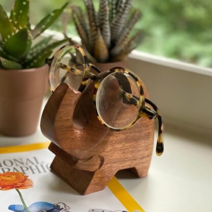 Elephant Eyeglass Acacia Wood Stand - Image 6