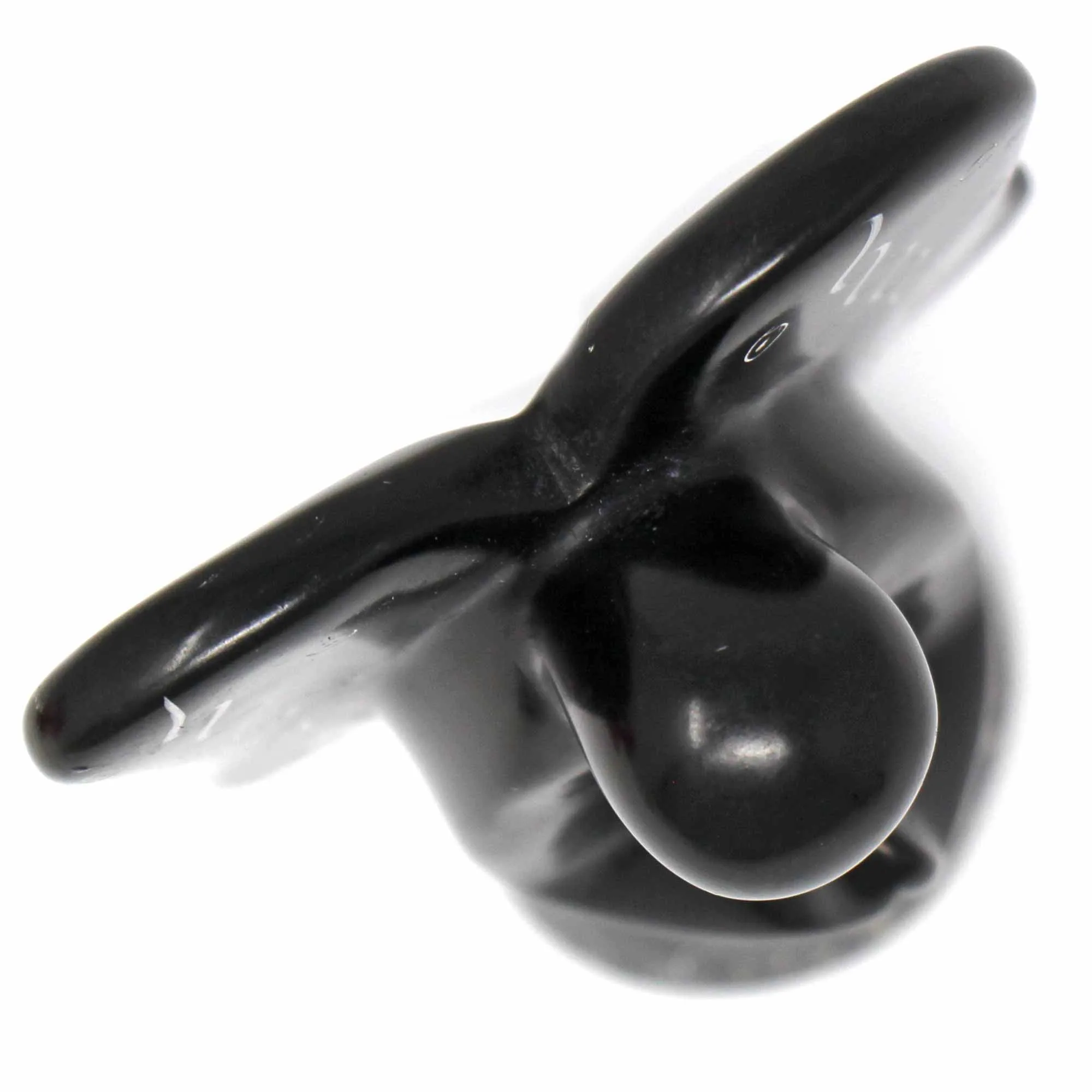 Soapstone Angel Sculpture - Black Finish with Etch Design - Image 3