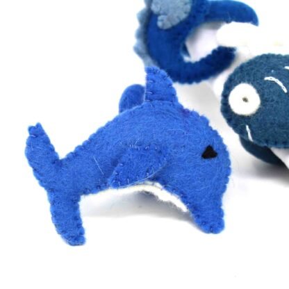 Nautical Shark, Whale & Seahorse Felt Napkin Rings, Set of 4 - Image 3