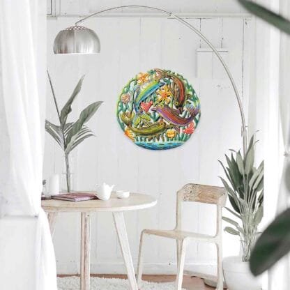 Coastal Playful Dolphins Haitian Metal Drum Wall Art - Image 4