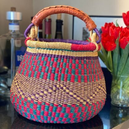 Small Bolga Pot Basket - Mixed Colors - Image 10