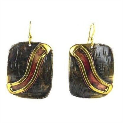 Red Wave Copper and Brass Earrings - Brass Images (E)