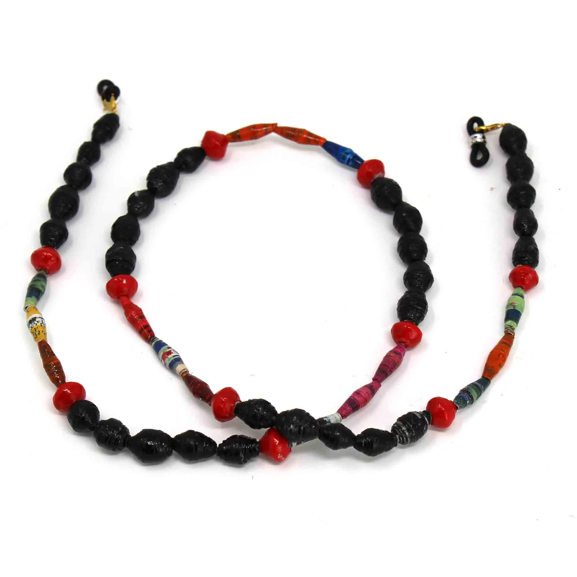 Face Mask/Eyeglass Paper Bead Chain, Small Black Beads - Image 5