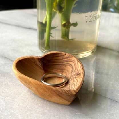 Petite Olive Wood Heart Trinket Bowls - Set of 2 - Image 3