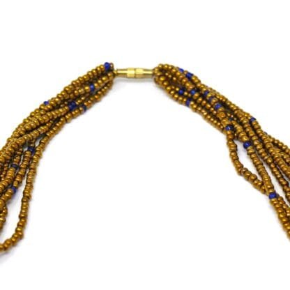 Multistrand Maasai Bead Necklace, White and Gold - Image 4