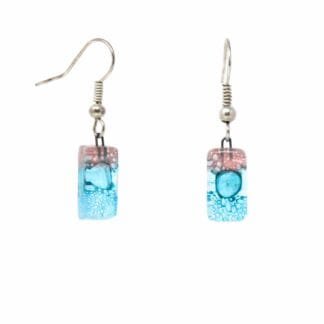 Pink and Blue Bubble Small Glass Earrings - Tili Glass