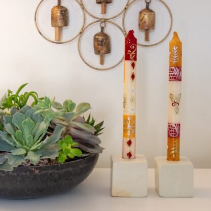 Tall Hand Painted Candles - Pair - Kimweta Design - Nobunto - Image 2