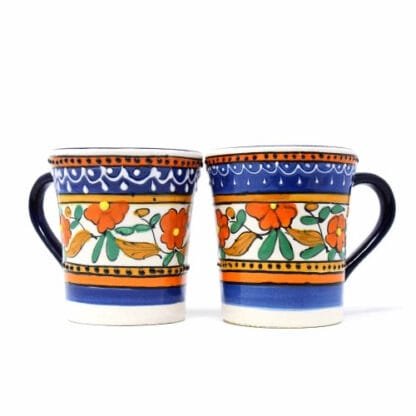 Flared Coffee Mugs - Orange and Blue, Set of Two - Encantada - Image 3