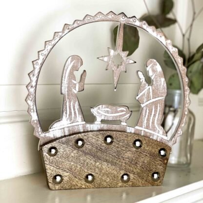 Mango Wood Tabletop Nativity Silhouette - Image 6