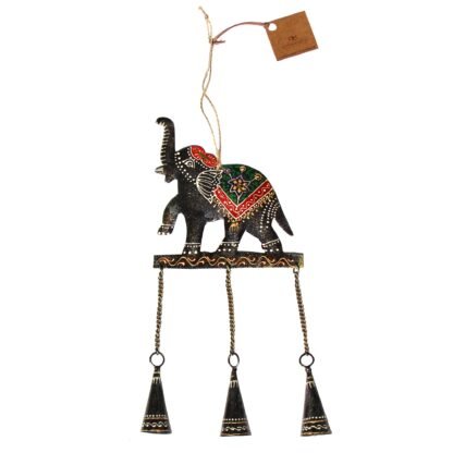 Embossed Elephant Chime, Hand-painted Recycled Iron - Image 3