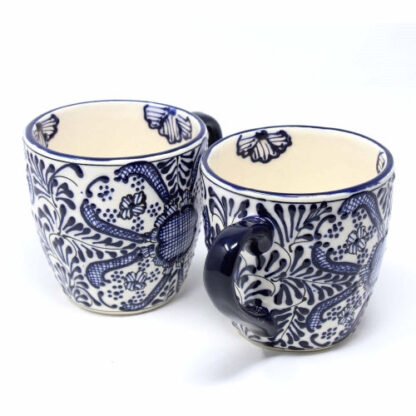 Rounded Mugs - Blue Flowers Pattern, Set of Two - Encantada - Image 3