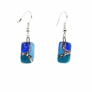 Blue Earthtones Small Glass Earrings - Tili Glass