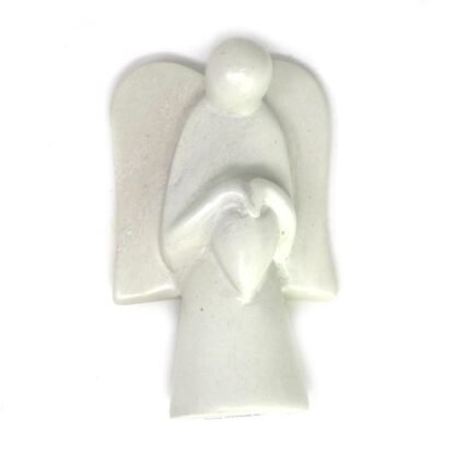 Angel Soapstone Sculpture Holding Heart - Image 2