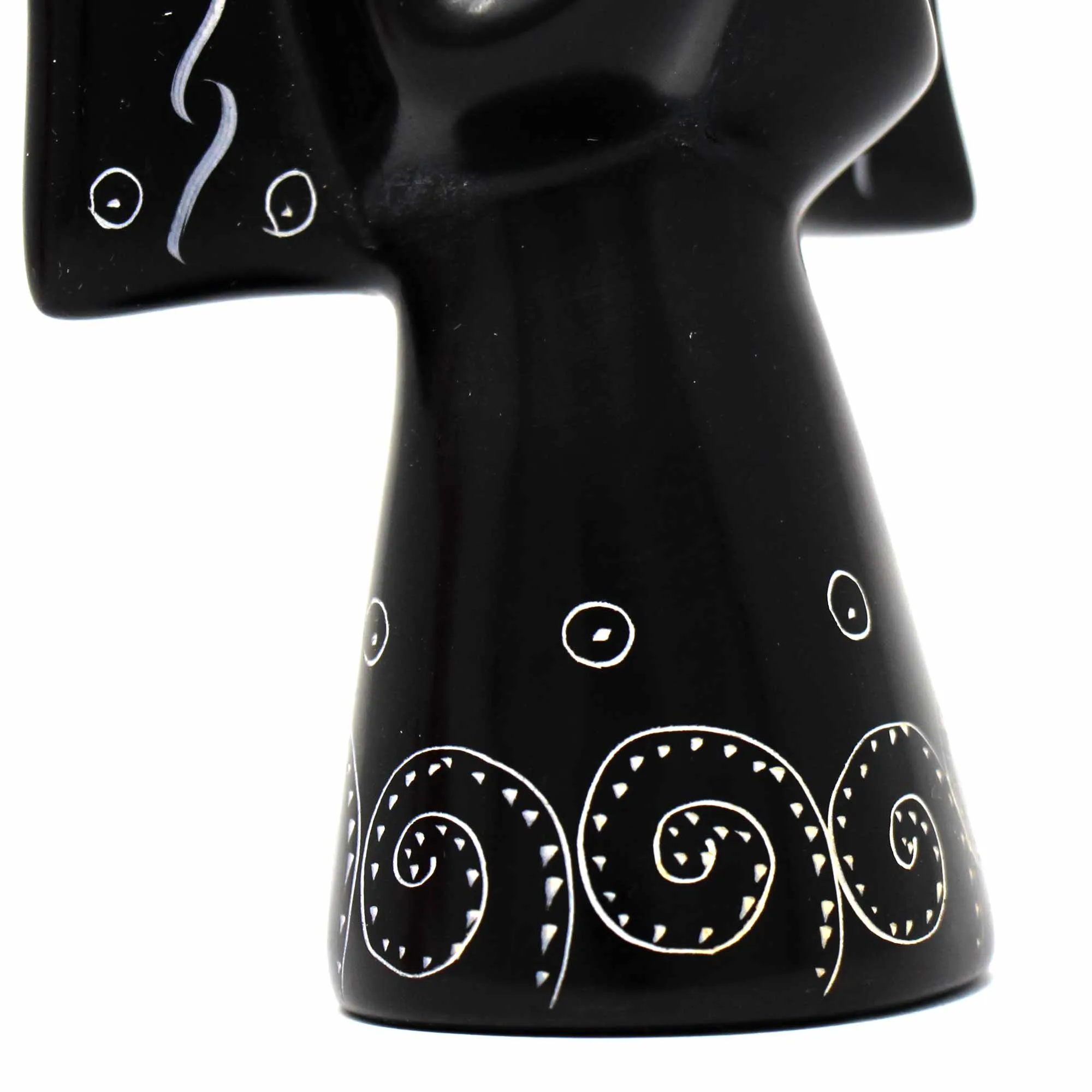 Soapstone Angel Sculpture - Black Finish with Etch Design - Image 7