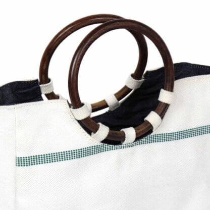 Firehose Wood Handled White Bag - Image 3