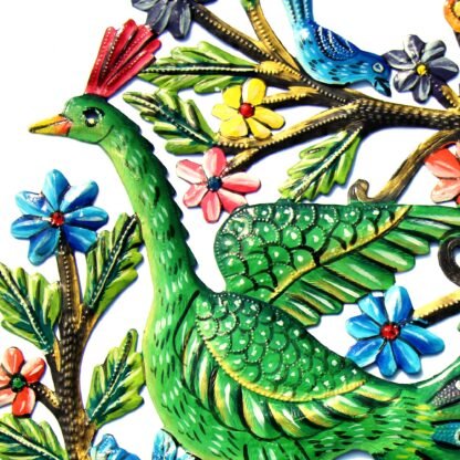 Peacock in Tree Haitian Metal Drum Wall Art - Image 2