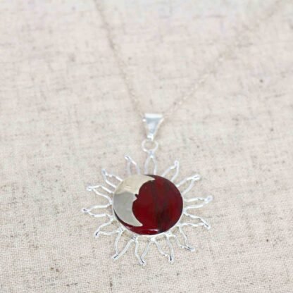 Sun and Moon Red Jasper Pendant with Chain - Image 6