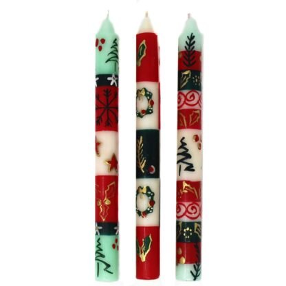 Set of Three Boxed Tall Hand-Painted Candles - Ukhisimui Design - Nobunto - Image 4