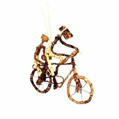 Banana Fiber Bicycle Ornament, Two Riders - Set of 2 Ornaments - Image 2