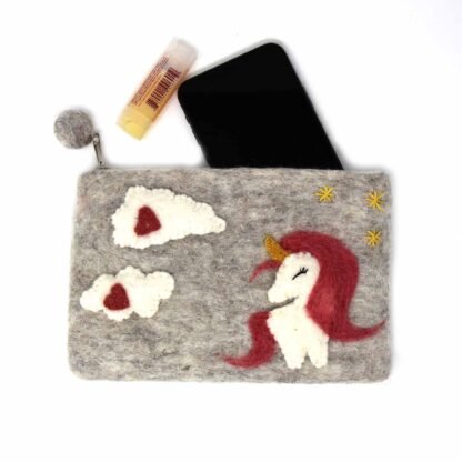 Hand Crafted Felt Unicorn Pouch - Image 2