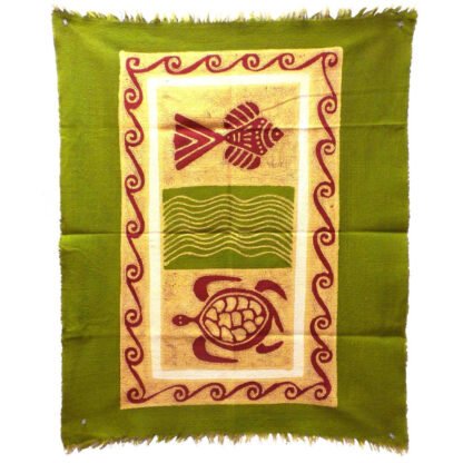 Sea Life Batik in Green/Yellow/Red - Tonga Textiles