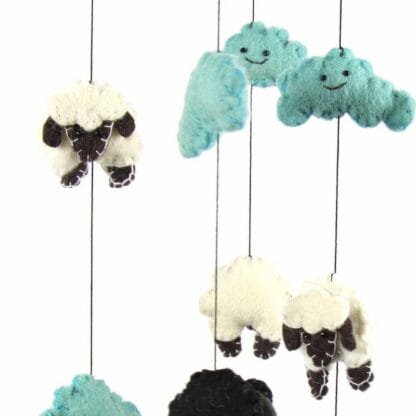Blue Felt Counting Sheep Mobile - Global Groove - Image 2