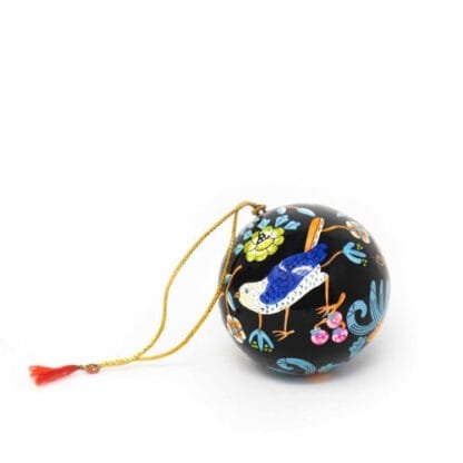 Handpainted Ornament Birds and Flowers, Black - Pack of 3 - Image 5