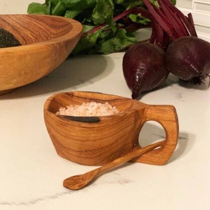 Reclaimed Olive Wood Salt Pot - Kahero Farm - Kenya - Image 4