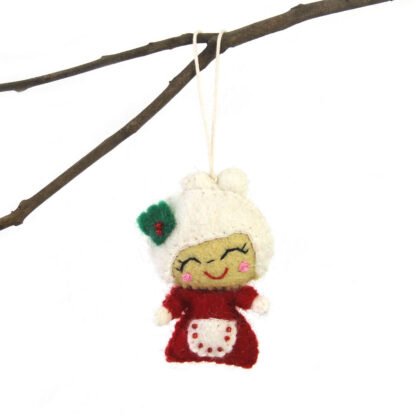 Hand Felted Christmas Ornament: Mrs. Claus - Global Groove (H) - Image 2