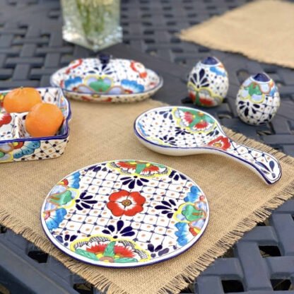 Handmade Pottery Spoon Rest, Dots & Flowers - Encantada - Image 6