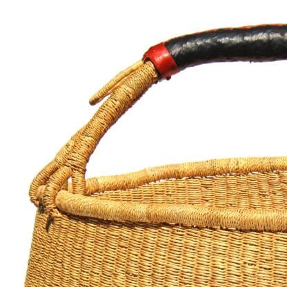 Bolga Market Basket, Extra Large - Natural with Leather Handle - Image 3