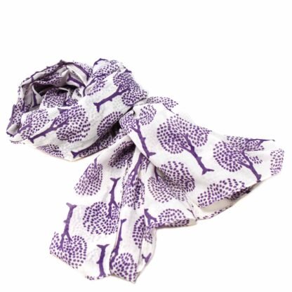 Hand-printed Cotton Scarf, Tree of Life Design - Image 2