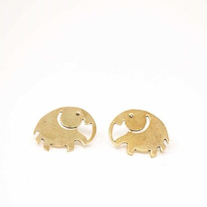 Elephant Brass Stud Earrings - Image 2