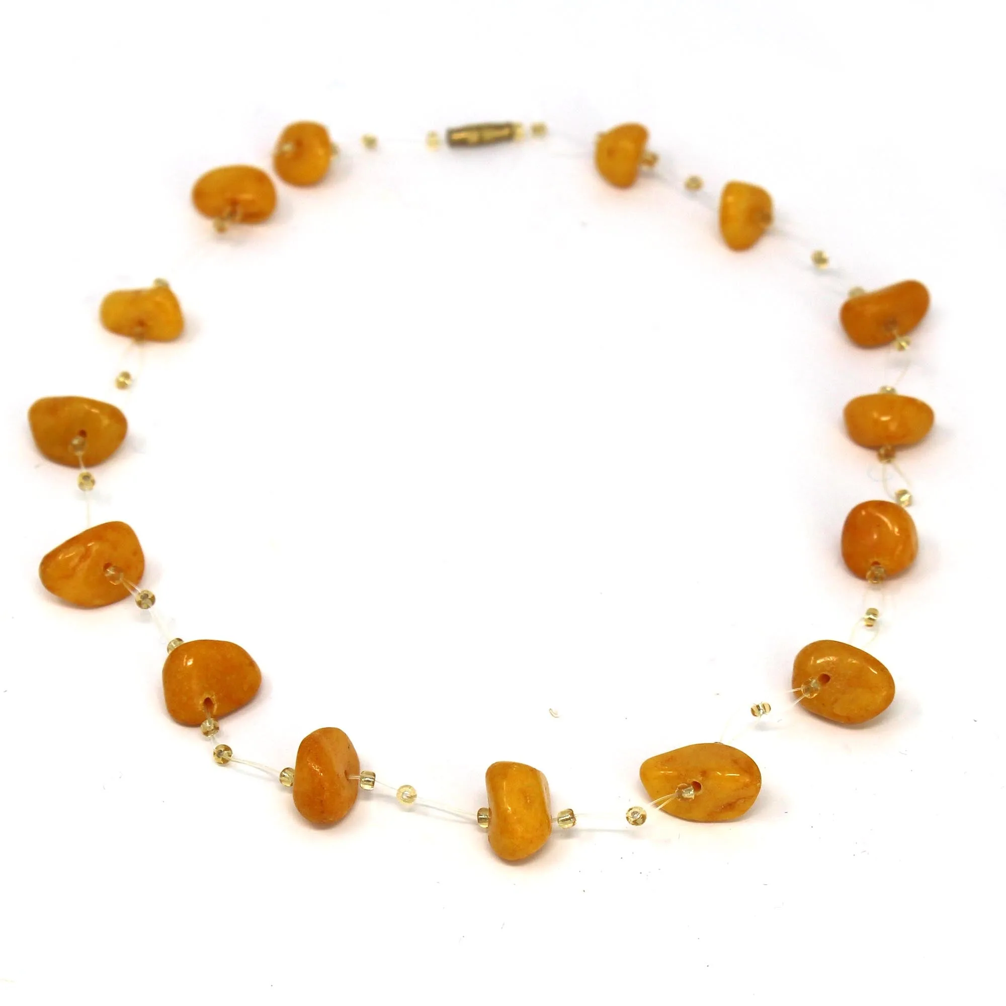 Floating Stone & Maasai Bead Necklace, Pumpkin Spice - Image 5